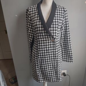 SHEIN houndstooth long blazer